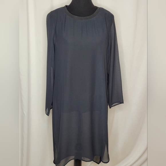 Soft Surroundings Jennifer Tunic Black Sheer Hi-Low Shell over Jersey - Size S - Picture 3 of 11